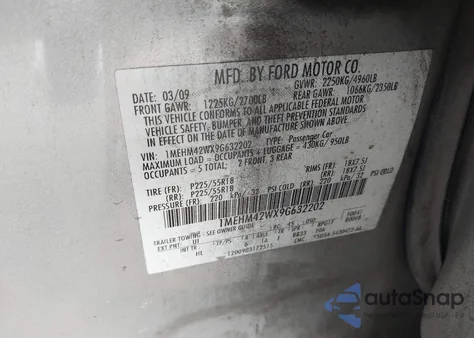 2009 Mercury Sable Premier z USA, uszkodzony, nr VIN 1MEHM42WX9G632202